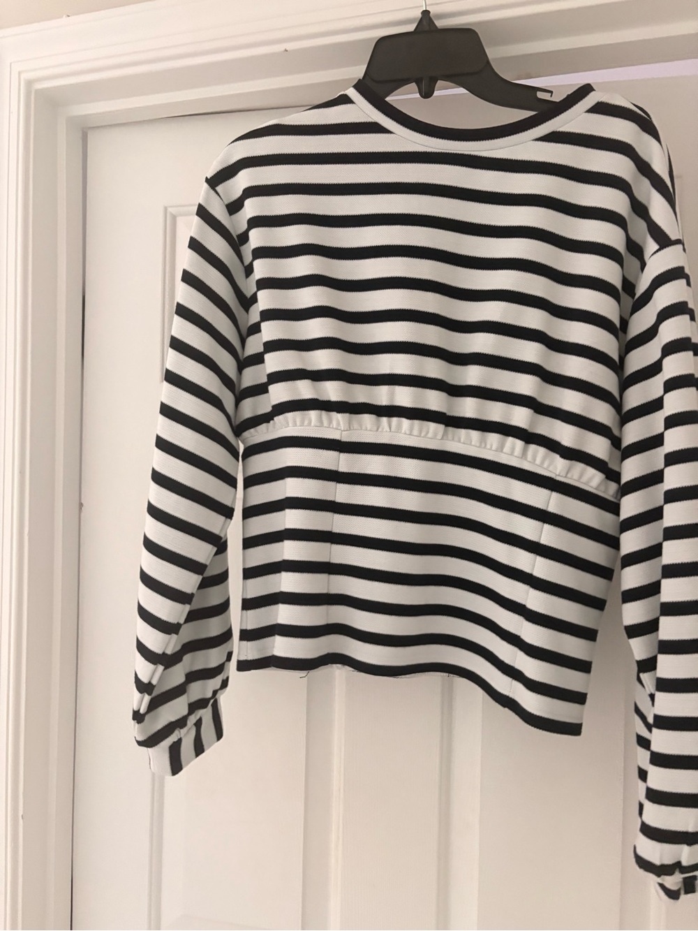 Anthropologie Black and White Striped Top Women’s Sz Large